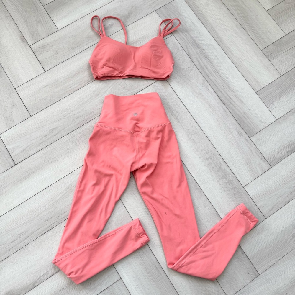 🩷 LULULEMON CORAL ALIGN LEGGINGS AND CLOUD BRA SET